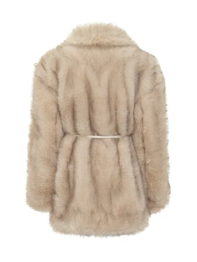 Sportmax Quilted Synthetic Jacket With Polyester Shell And Stretch Lining In Beige