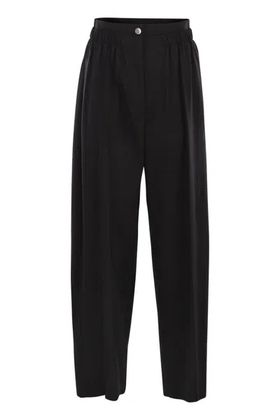 Sportmax Quito - Wide-leg Trousers In Stretch Wool In Black