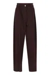 Sportmax Wide-leg Stretch Wool Trousers With Double Belt Detail In Red