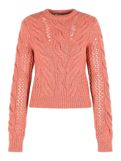 SPORTMAX RADIO CREWNECK SWEATER WITH WOOL BLEND BRAIDS