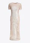 Sportmax Slit Back Midi Dress With Sequin Embellishment In White