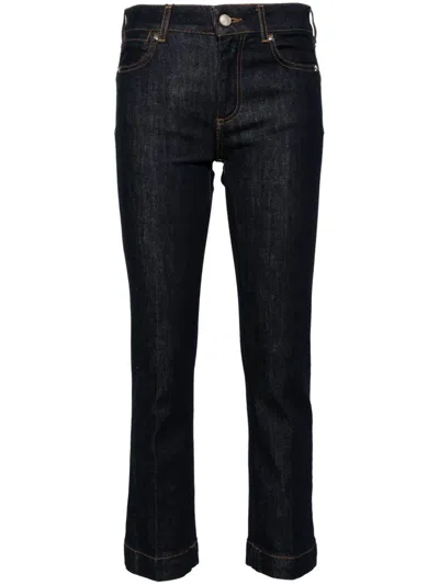Sportmax Cropped Low-rise Bootcut Jeans In Blue