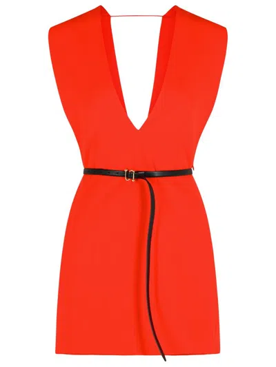 Sportmax Red Stretch Viscose Agrume1234 Mini Dress