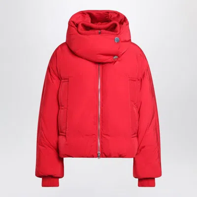 Sportmax Cropped Down Jacket Hooded Design In Red
