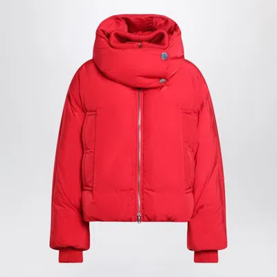 SPORTMAX RED WATER-REPELLENT CROPPED DOWN JACKET