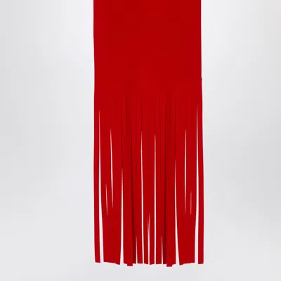 Sportmax Red Wool Scarf With Fringes