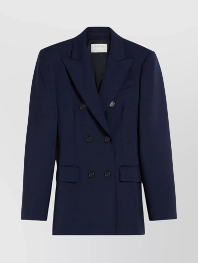 Sportmax Adamo Wool Twill Double Breast Blazer In Blue