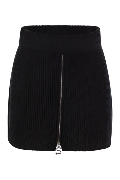 Sportmax Refolo - Wool And Cashmere Skirt In Black