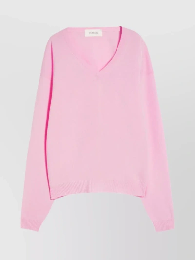 SPORTMAX RELAXED V-NECK KNIT WITH OVERSIZED RIBBED SLEEVES