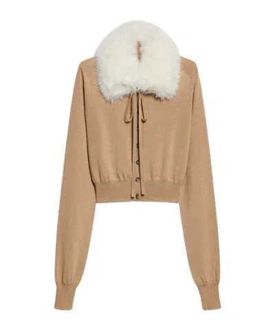 Sportmax Removable Neckline Wool Cardigan In Nude