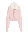 Sportmax Fur-collar Wool Cardigan In Nude