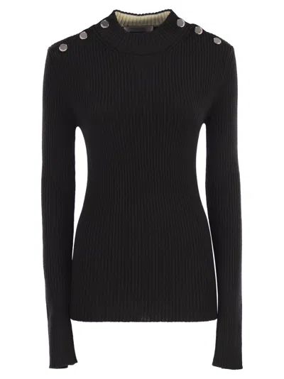 Sportmax Renania Fitted Jumper With Buttons In Black