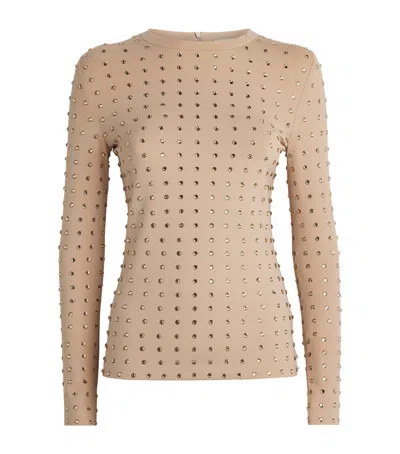 Sportmax "negus" Top With Crystals In Nude