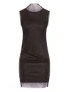 Sportmax Fitted Mini Dress With Textured Mesh Overlay In Black