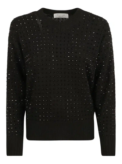 Sportmax Rhinestone-embellished Fine-knit Jumper In Black