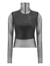 Sportmax Valdai Embellished Fishnet Crop Top