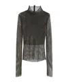 Sportmax Valdai Embellished Fishnet Crop Top In Black