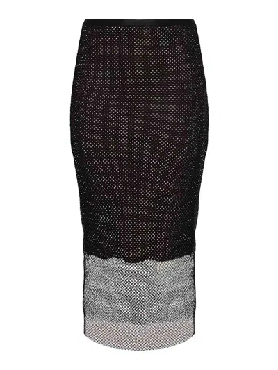 Sportmax Rhinestone Midi Skirt In Black