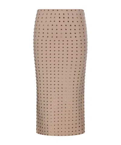 Sportmax Rhinestone Trim Skirt In Nude