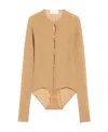 Sportmax Ribbed Slim Fit Bodysuit With Button Closure In Brown