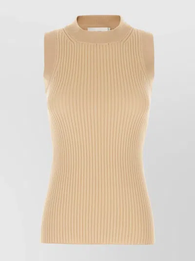 Sportmax Ribbed Cotton Sleeveless Fitted Top In Orange