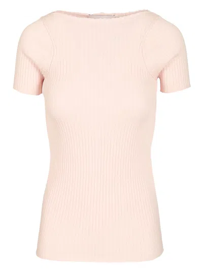 Sportmax Ribbed Cotton T-shirt Tops Rose