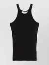 Sportmax Ribbed Crew Neck Racerback Sleeveless Top In Black