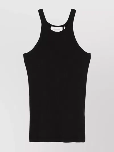 Sportmax Ribbed Crew Neck Racerback Sleeveless Top In Black