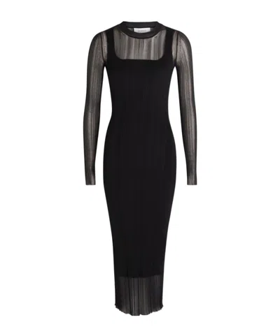 Sportmax Ribbed Fine-knit Midi Dress In Transparent
