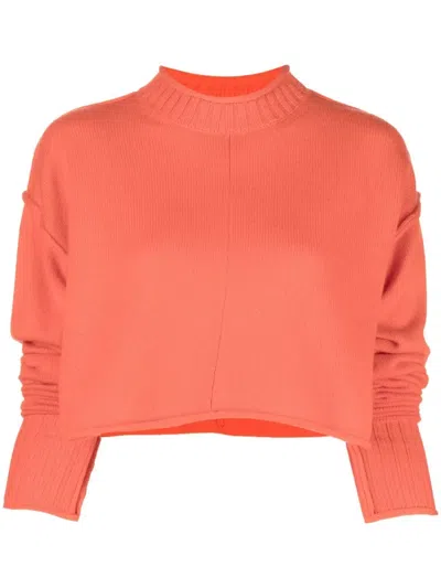 Sportmax Ribbed-knit Cropped Jumper In Orange