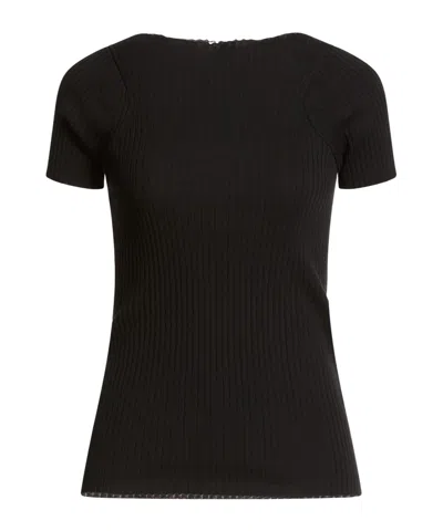 Sportmax Ribbed Knit T-shirt In Black