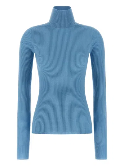 Sportmax Wool Mock Polo-neck Sweater In Animal Print