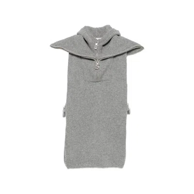 Sportmax Ribbed Knit Wool-cashmere Sweater In Gray