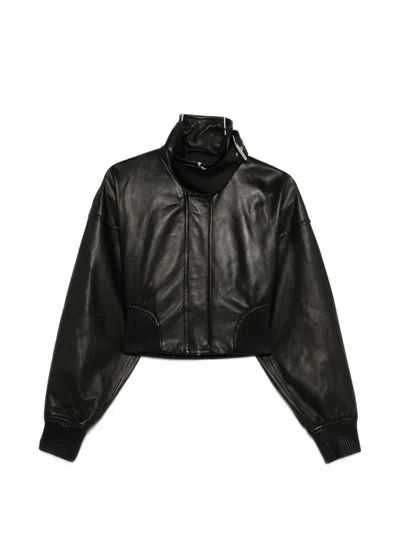 Sportmax Cropped Leather Jacket In Black