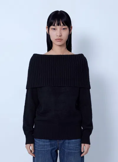 Sportmax Ribbed Panel Wool Sweater In Black