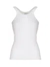 Sportmax Ribbed Crew Neck Racerback Sleeveless Top In White