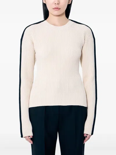 Sportmax Boemia Knit Top Contrast Crew Neck In Neutral