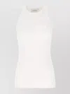 Sportmax Ribbed Texture Sleeveless Top With Chest Pocket In White