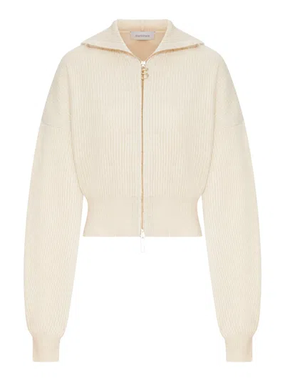 Sportmax Long-sleeve Hooded Knit Top In White