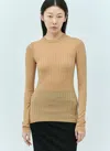 Sportmax Women Ribbed Wool Sweater In Nude
