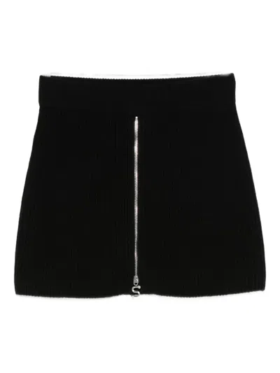 Sportmax Ribbed Zip-front Mini Skirt In Black