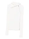 Sportmax Ribbed High-neck Sweater With Asymmetric Zip Fastening In White