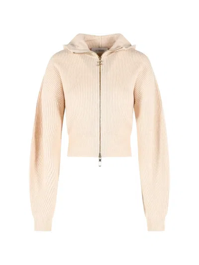 Sportmax Balco Ivory Wool And Cashmere Cardigan In Pink
