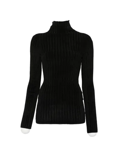 Sportmax Ribbed-knit Roll-neck Sweater In Black