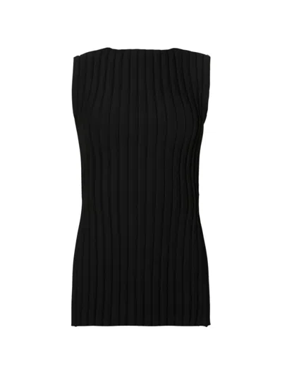 Sportmax Ribbed-knit Sleeveless Top In Black