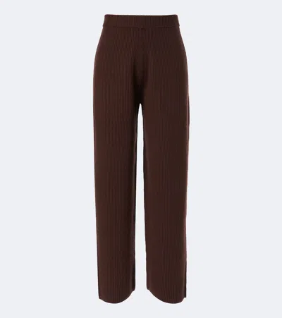 Sportmax Ribbed-knit Wool And Cashmere Wide-leg Pants In Brown