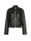 Sportmax Sheep Nappa Leather Jacket With Elastic Quilted Detailing In Black