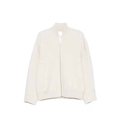 Sportmax Ribbed-trim Zip-up Jacket In Neutral