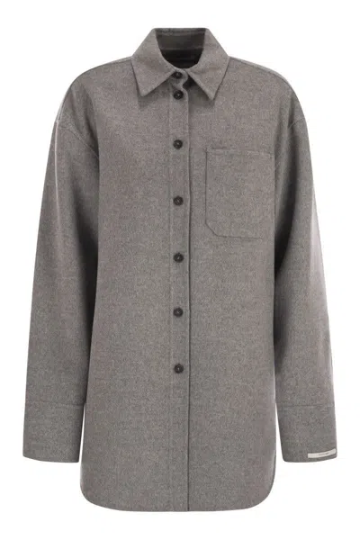 Sportmax Riber - Oversized Shirt In Double Fabric In Gray