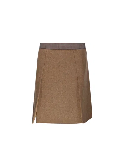 Sportmax Riga Checked Waist Mini Skirt In Beige